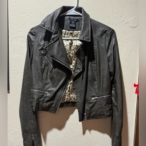 Timing Leather Jacket Dark Olive Green Size S